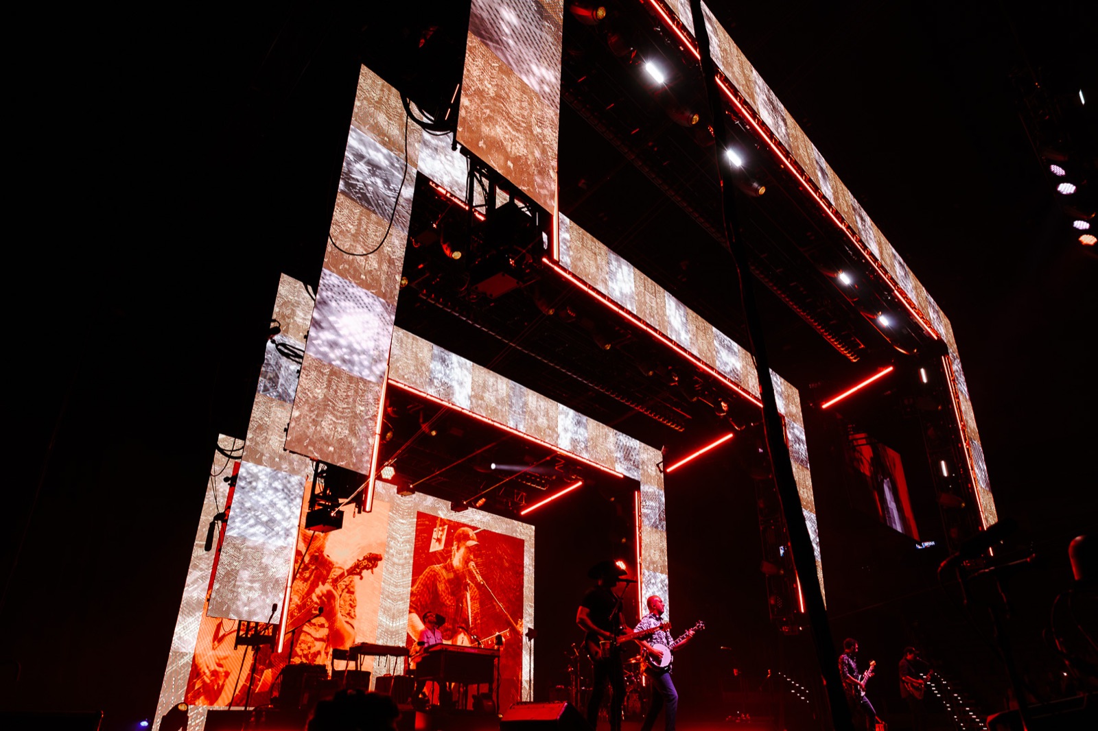 The finished stage lit before doors